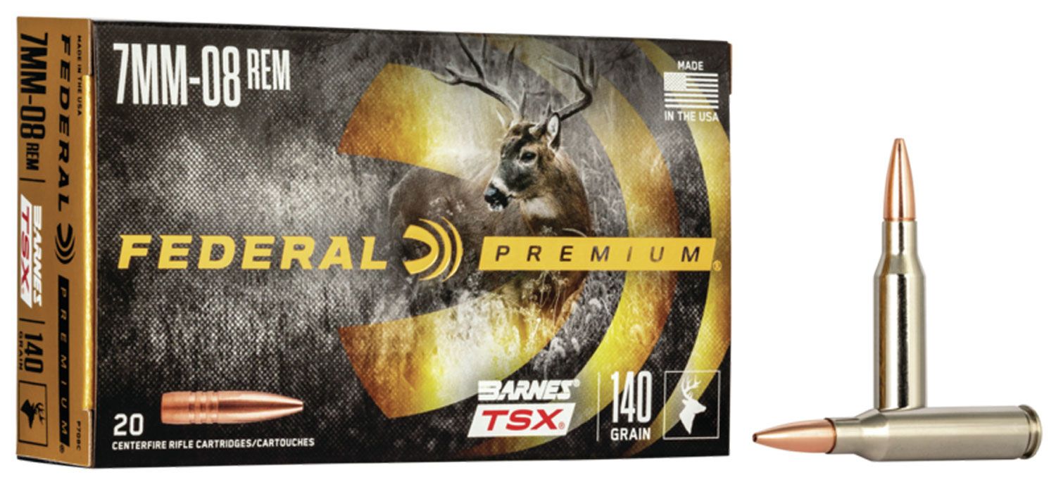 Federal Federal Premium Barnes TSX 140 gr Triple-Shock X 7mm-08 Rem Ammo, 20/box - P708C