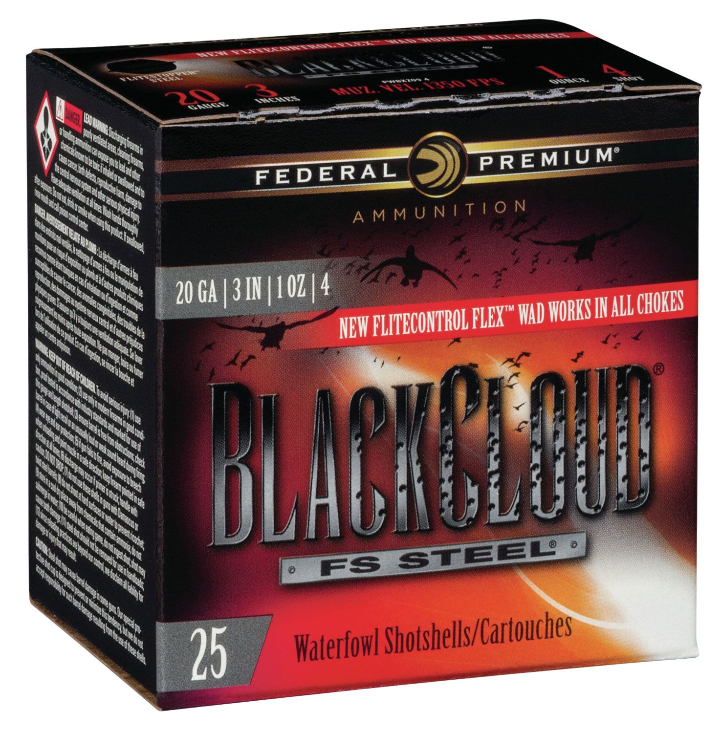 Federal Federal Black Cloud FS Steel 3" 20 Gauge Ammo 4, 25/box - PWBX2094