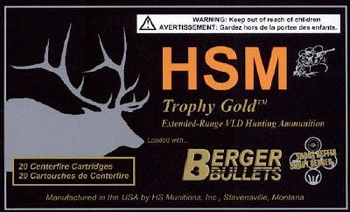 HSM Ammunition Trophy Gold 130 gr Match Hunting Very Low Drag .270 WSM Ammo, 20/box - BER-270WSM130VLD
