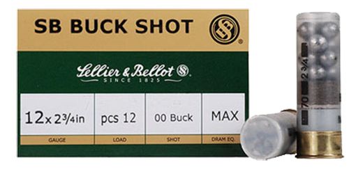 Sellier Sellier & Bellot 2.75" 12 Gauge Ammo 4 Buck 27 Pellets, 10/box - SB12BSD