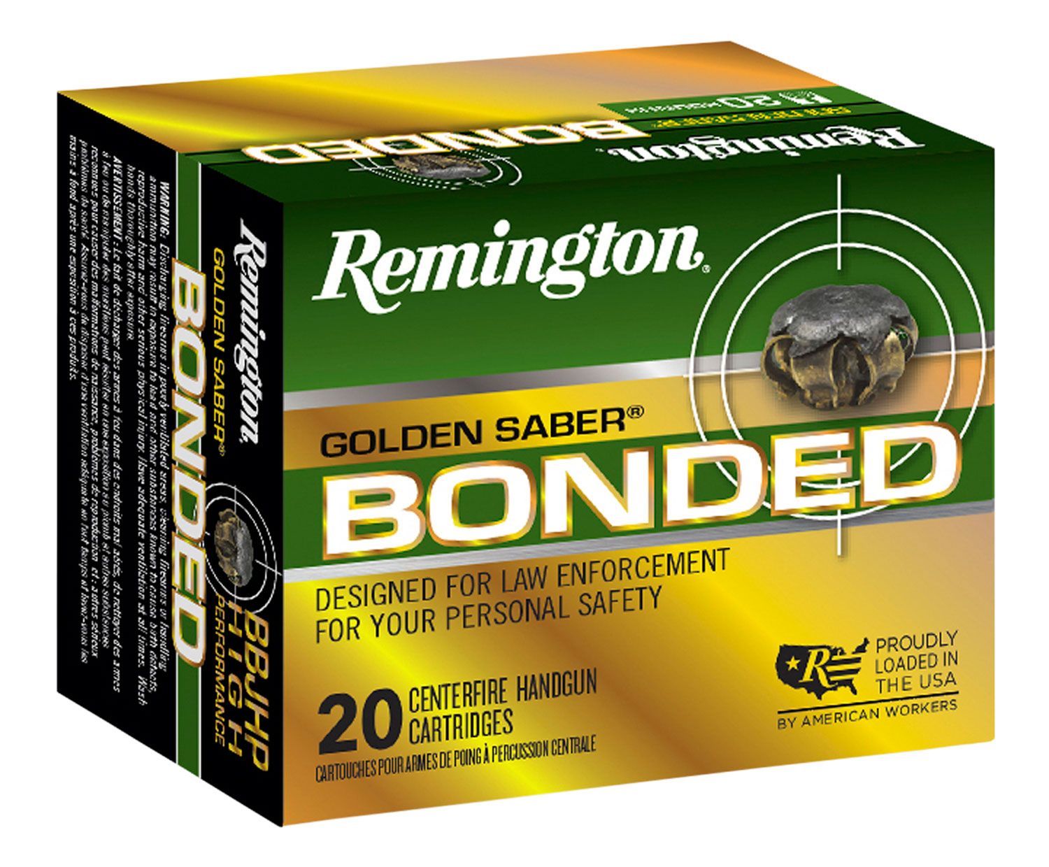 Remington Golden Saber 125 gr Bonded Brass Jacketed Hollow Point .357 Sig Ammo, 20/box - GSB357SBB