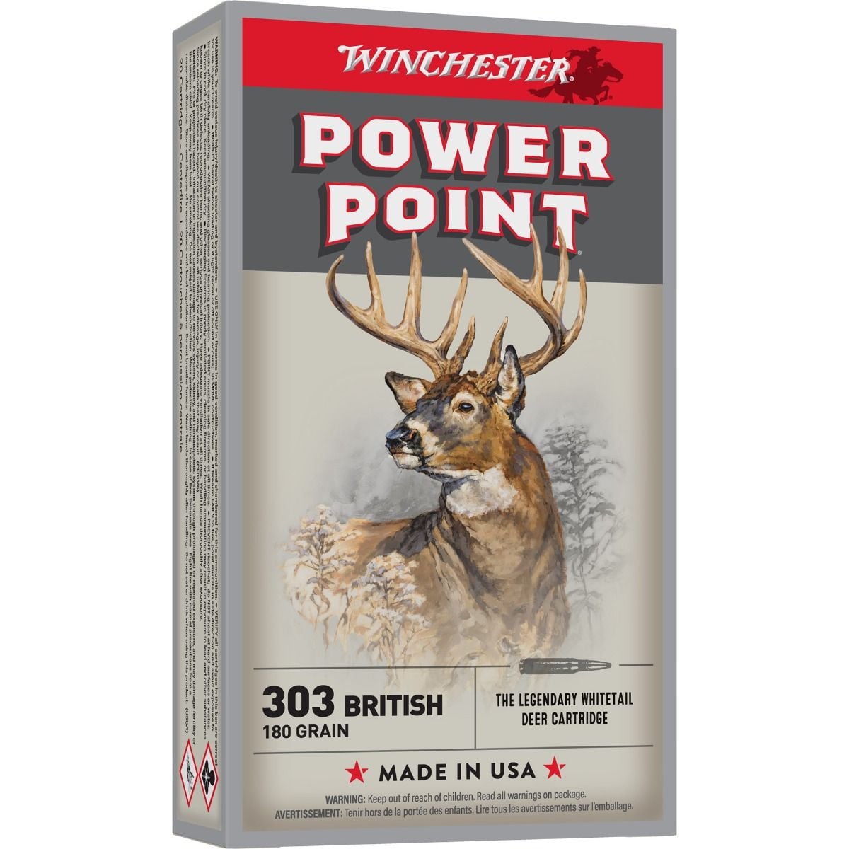 Winchester Ammunition Super-X 180 gr Power-Point .303 British Ammo, 20/box - X303B1