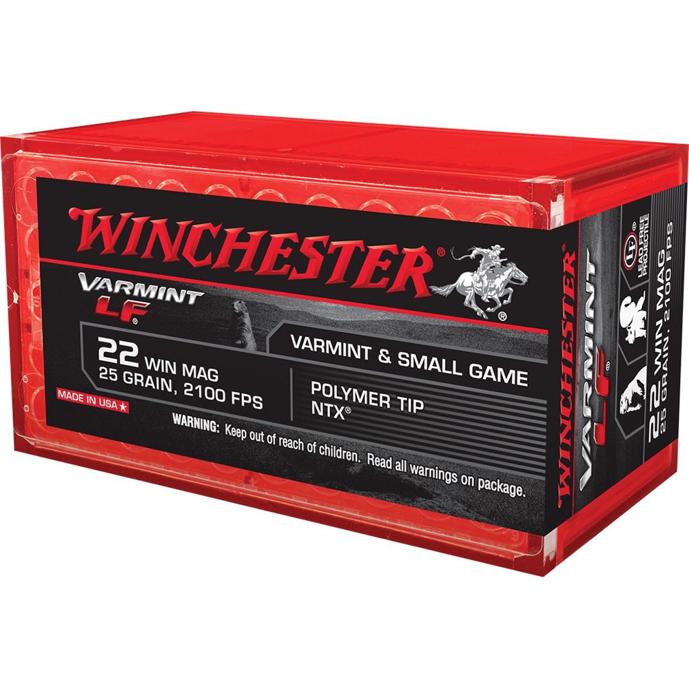 Winchester Winchester Ammunition Varmint-LF 25 gr Jacketed Hollow Point .22 Win Mag Ammo, 50/box - X22MHLF