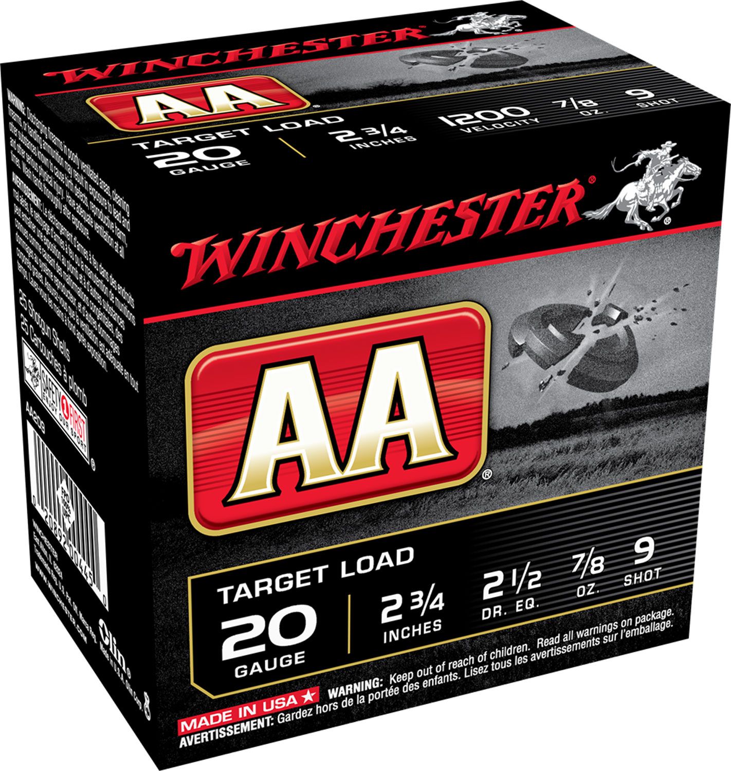 Winchester Winchester Ammunition AA 2.75" 20 Gauge Ammo 9, 25/box - AA209