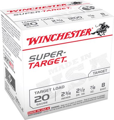 Winchester Winchester Ammunition Super Target 2.75" 20 Gauge Ammo 8, 25/box - TRGT208