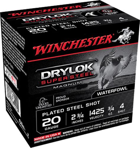 Winchester Winchester Ammunition Drylock Super Steel Magnum 2.75" 20 Gauge Ammo 4, 25/box - XS204