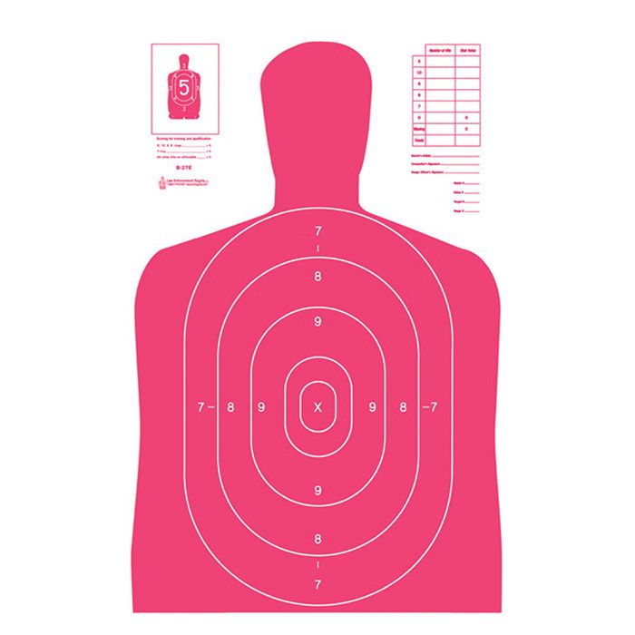 Action Action Target Law Enforcement 23" x 35" Silhouette B-27E High Visibility Target, Fluorescent Red, 100/box - B-27E-RD-100