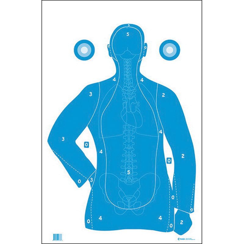 Action Action Target Law Enforcement 23" x 35" Silhouette B-21E Qualification Target w/ Vital Anatomy, White/Blue, 100/box - F-B21EANT-AV2-100