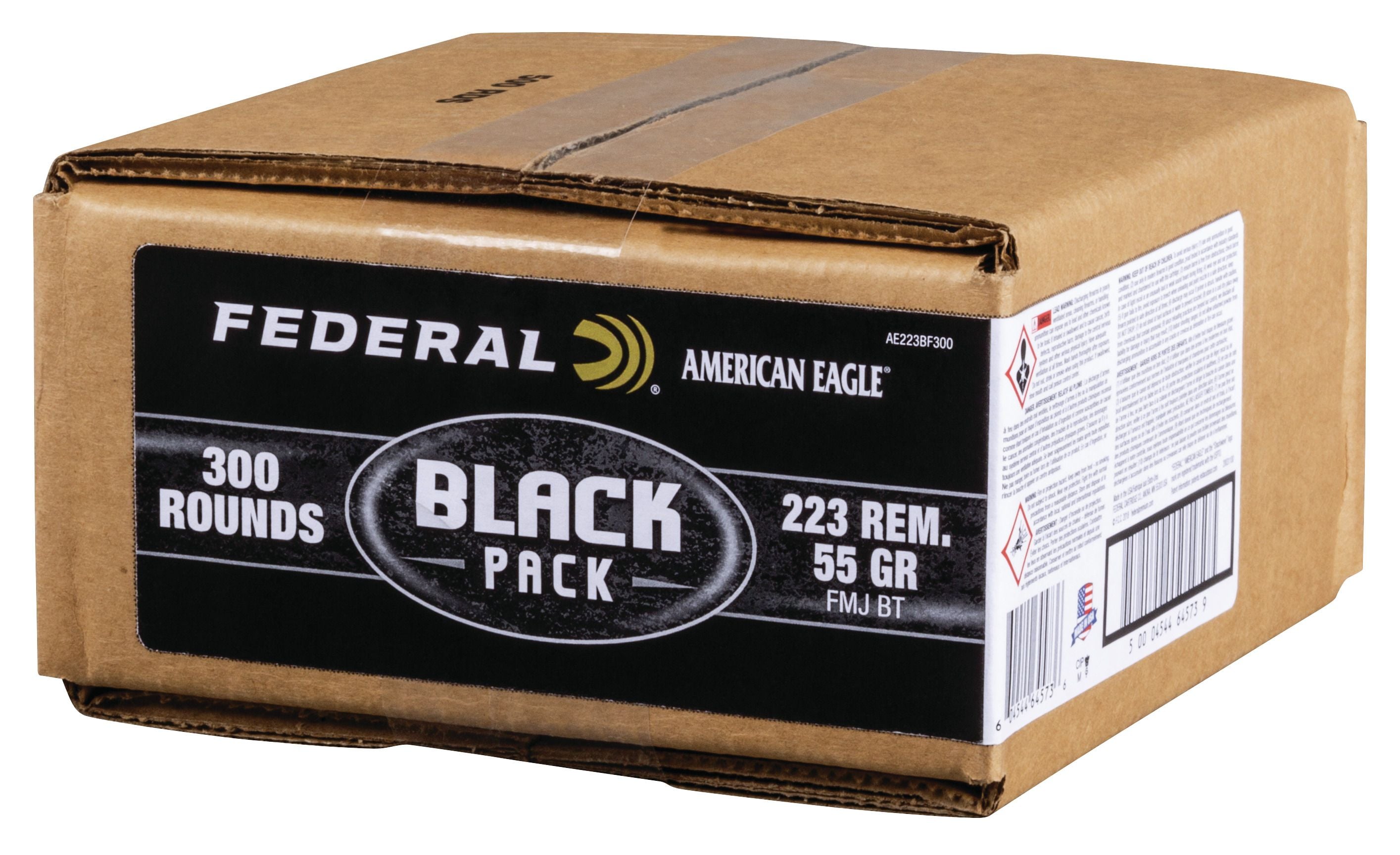 Federal Federal 223 Rem 55gr FMJ-BT 300rd Black Bulk Box