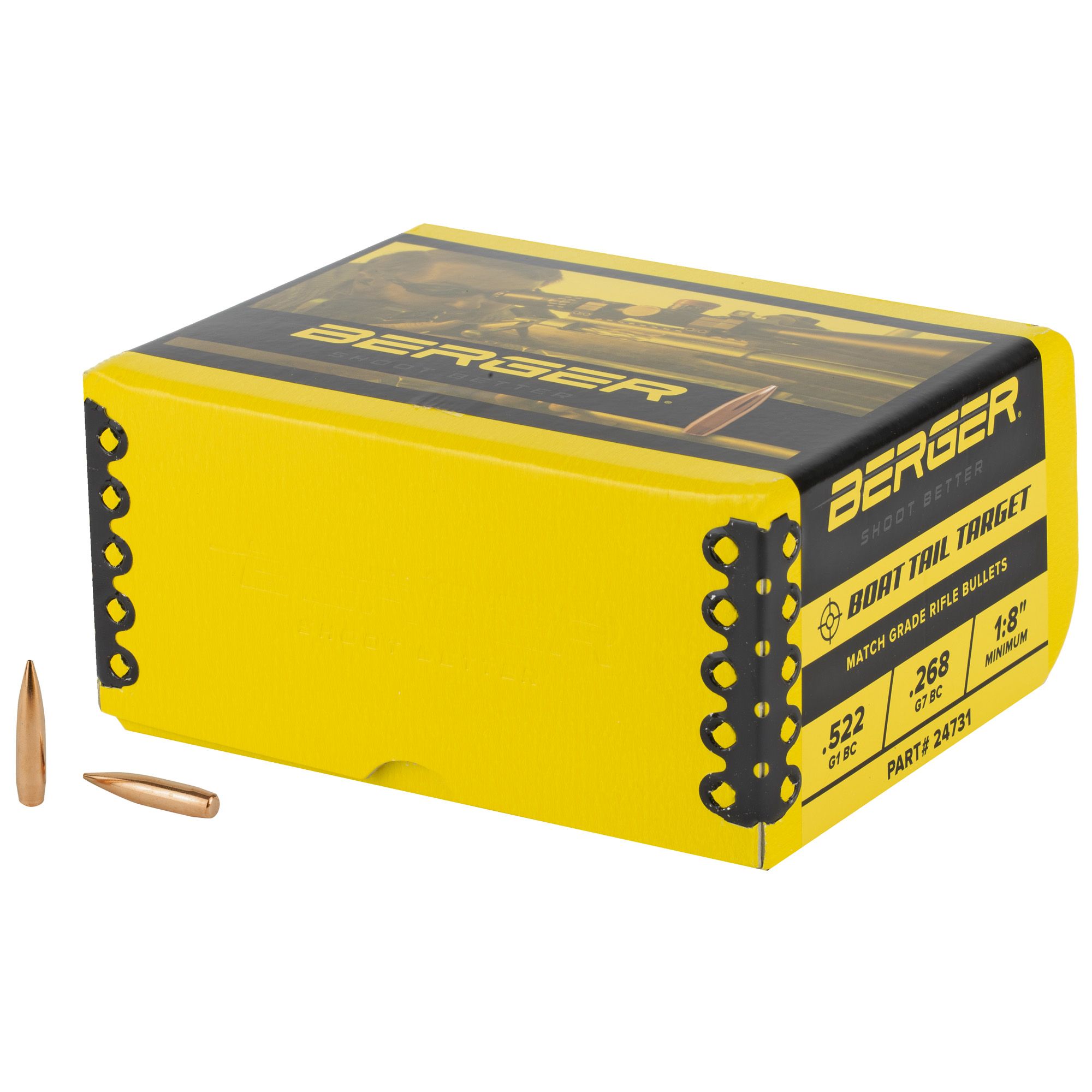 Berger BT Target 243 Winchester 108gr Boat Tail HP Reloading Bullets, 500 Count - 24731