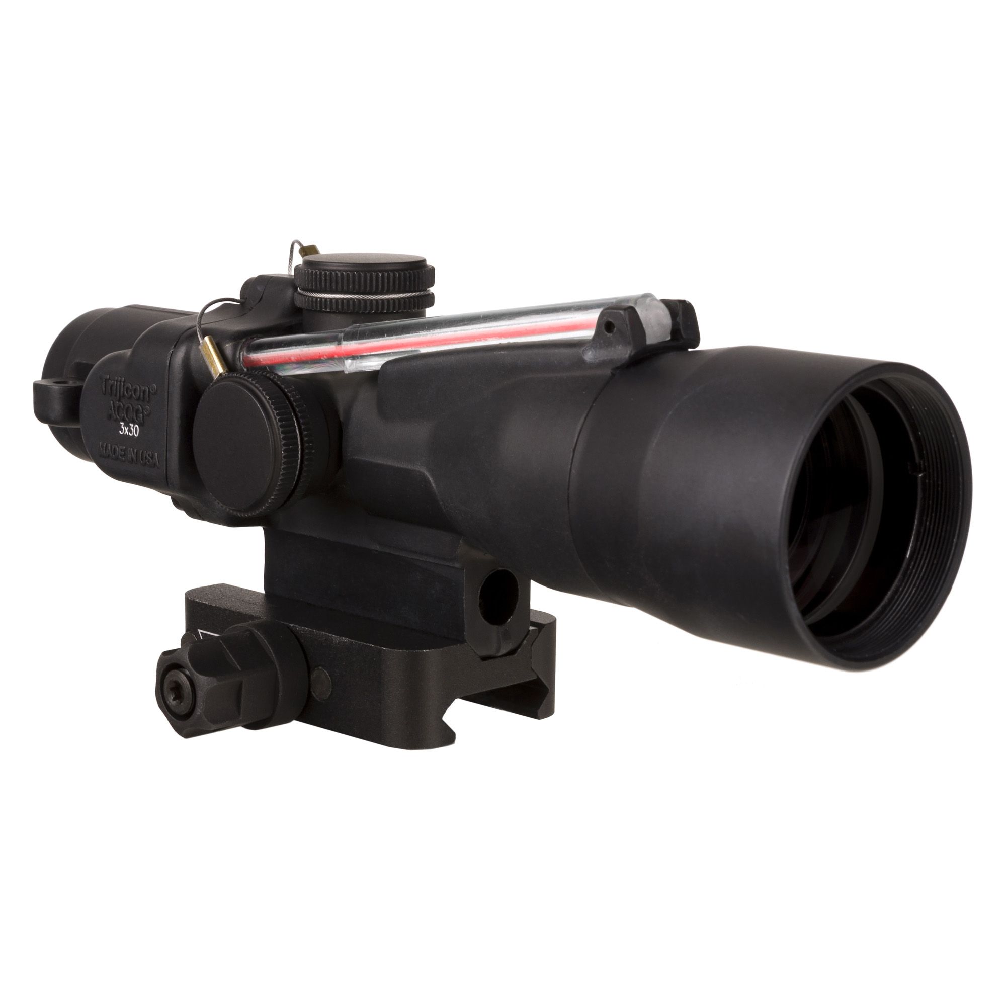 Trijicon Trijicon ACOG, 3X30mm, Dual Illuminated Red Chevron .233/62 Grain, Includes Q-LOC Mount, Black