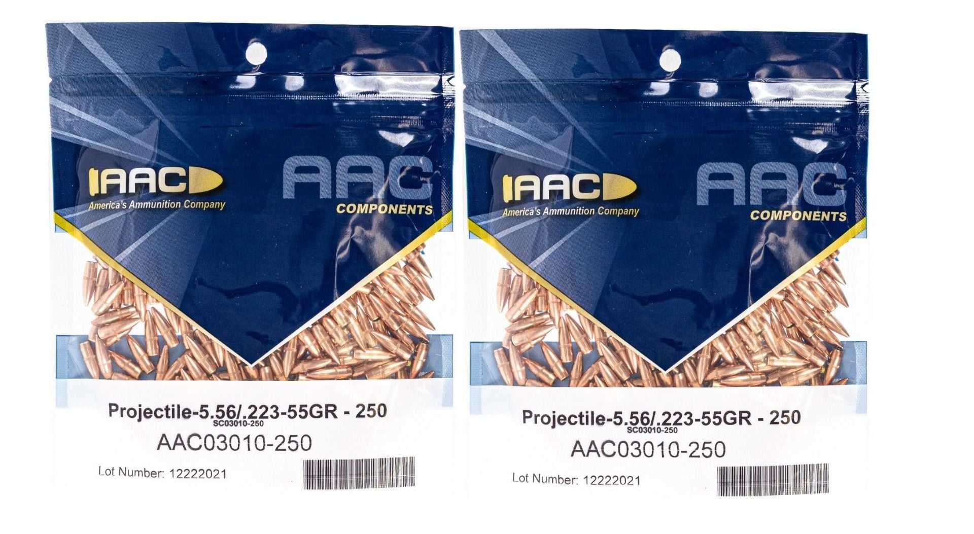AAC 223 (.224) 55gr FMJ-BT 500/Ct Projectiles - 500
