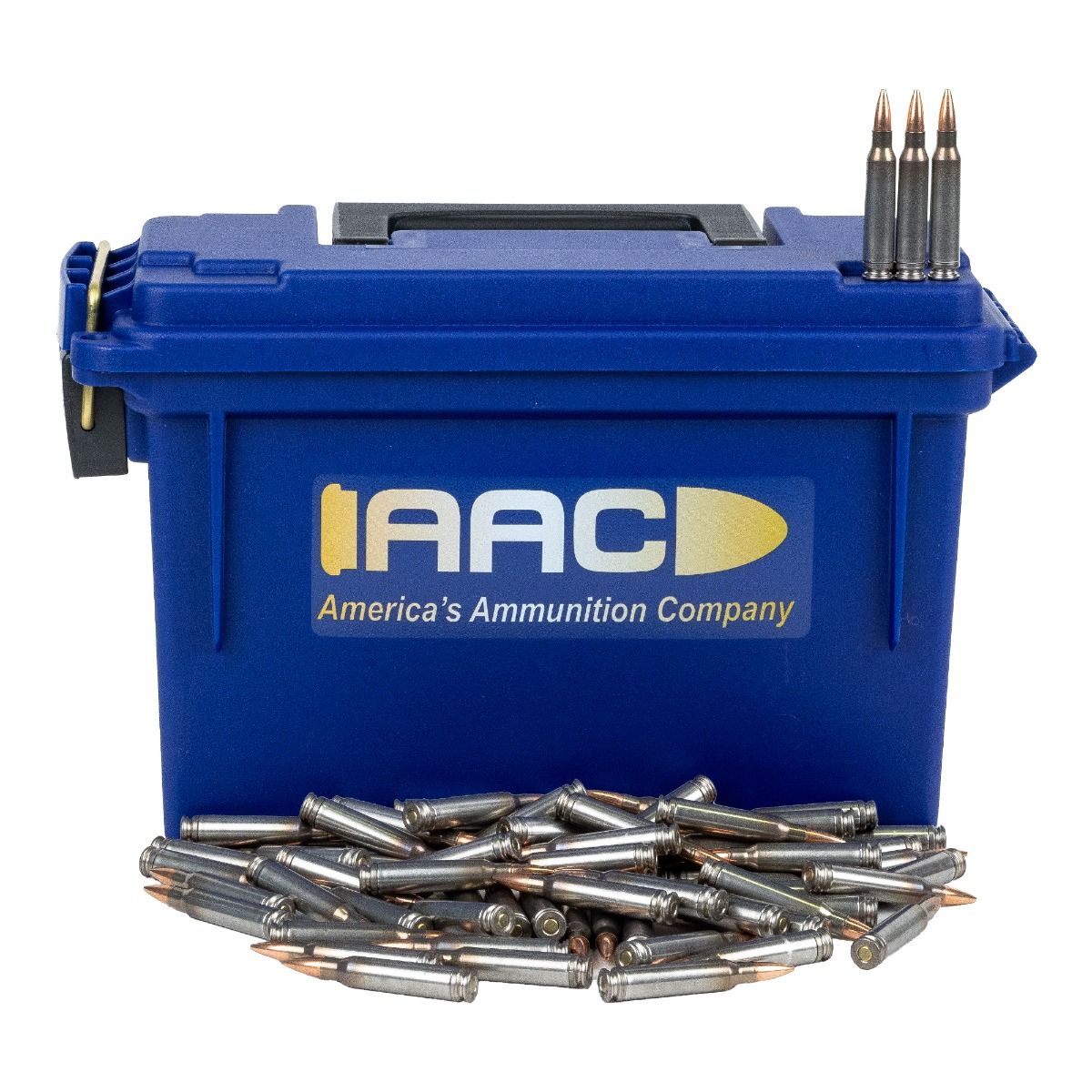 AAC AAC 5.56 NATO 77 Grain OTM Shell Shock Ammo 250rd With AAC Blue 30 Cal Ammo Can