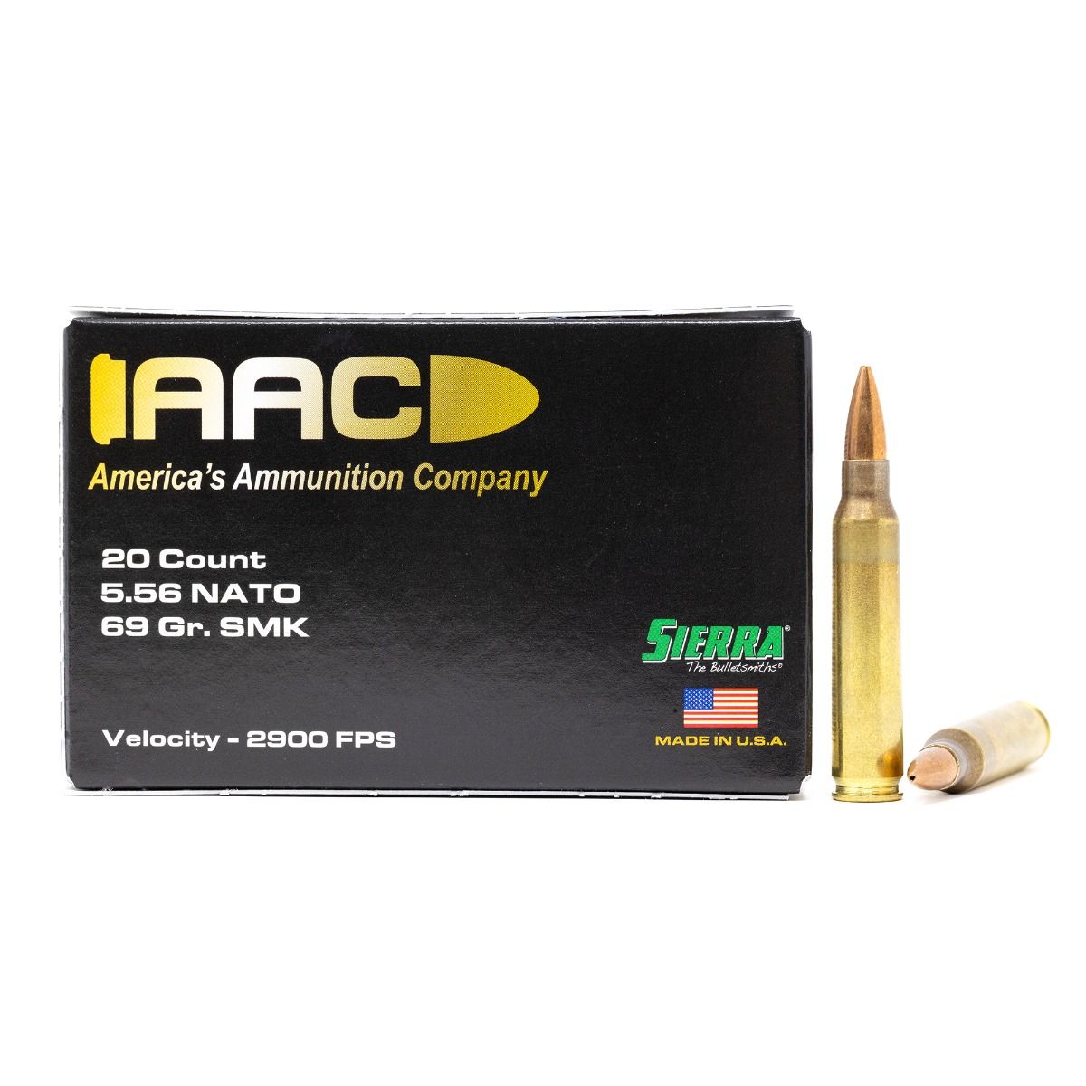 AAC AAC 5.56 NATO Ammo 69 Grain Sierra MatchKing HPBT w/ Cannelure 20rd Box