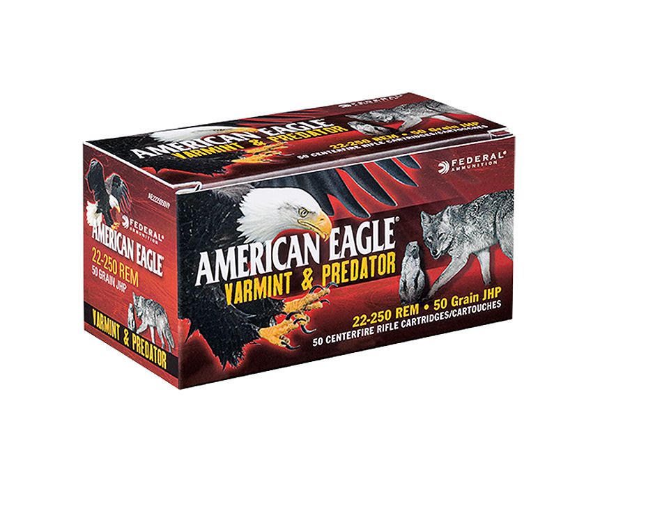 American Eagle 22-250 Remington 50gr JHP "Varmint/Predator" Ammunition 50rds - AE2225050VP