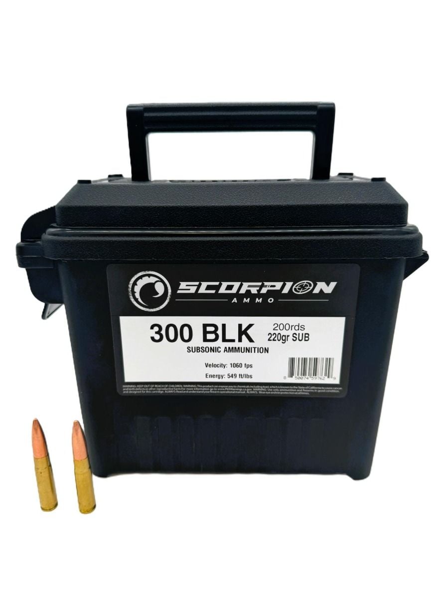 Scorpion Scorpion Ammo 300BO 220gr Subsonic FMJ 200rd Ammo Can - 300B220-SUB200