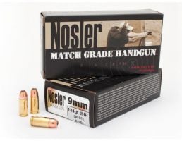 Nosler Match Grade 9mm Luger 124 grain JHP Handgun Ammo, 50/Box - 51054