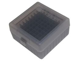 MTM Case Gard .223 Remington/.204 Ruger Flip-Top Ammo Box, 100rds Clear Smoke