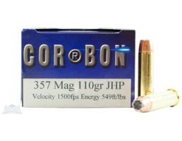 Cor-bon 357 Magnum 110gr JHP Ammunition 20rds - SD357110/20