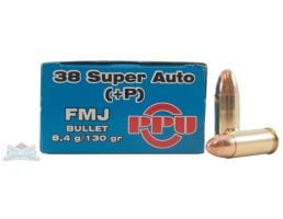 PRVI Partizan 38 Super Auto +P **NOT FOR REVOLVERS** 130gr FMJ Ammunition 50rds - PP-R3.6