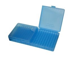 MTM Case Gard .380 ACP Polypropylene Flip-Flop Ammo Box, Clear Blue - P200924