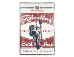 Hornady Reloading Red Zone Decorative Tin Sign - 12" x 18" - Bold Black/Red/White Design - 99130