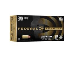 Federal Premium Gold Medal 9mm 147 gr Ammo FMJBT - 50rds - GM9AP1