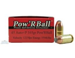 Glaser Pow'rBall 45 Auto/ACP+P 165gr Ammunition 20rds - PB45165/20