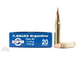 PRVI Partizan 7.65x53 Argentine 174gr FMJBT Ammunition 20rds - PP7.5