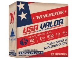 Winchester USA Valor 12 Gauge 2-3/4" #7.5 1-1/8 oz 25rds Shotshell - Precision Ammunition for Reliable Performance - USAV127