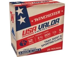Winchester USA Valor 12 Gauge 2-3/4" #8 1-1/8 oz 25rds Shotshell - Superior Load for Game and Target Shooting - USAV128