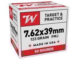 Winchester Ammunition USA 7.62x39mm 123 gr FMJ 50rds Rifle Ammo for Reliable and Consistent Performance - W7623950