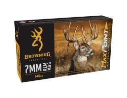 Browning Ammunition Max Point 7mm Remington Magnum 140 gr PT 20rds Rifle Ammo for Superior Long-Range Accuracy - B192100072