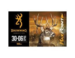 Browning Ammunition Max Point .30-06 Springfield 180 gr PT 20rds Rifle Ammo for Reliable Hunting and Shooting - B192130062