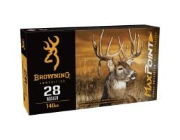 Browning Ammunition Max Point .28 Nosler 140 gr PT 20rds Rifle Ammo for Enhanced Accuracy and Power - B192100282