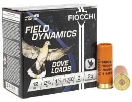 Fiocchi Field Dynamics 12 Gauge 2.75" 1-1/8oz #8 Ammo, 25rds - 12GTX188