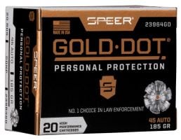 Speer Gold Dot Personal Protection 185 gr GDHP .45 ACP Ammunition 20 Rounds