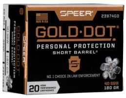 Speer Gold Dot Short Barrel 180 gr Hollow Point .40 S&W Ammo, 20/box - 23974GD