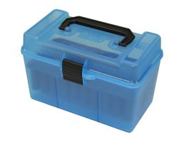 MTM Case Gard .300 WSM/.300 Remington Ultra Magnum Deluxe Ammo Box, 50rds Clear Blue