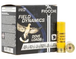Fiocchi Field Dynamics Dove & Quail 20ga 2.75" 7/8oz #8  Ammo, 25rds - 20GT8