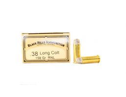 Black Hills 38 Long Colt 158gr Round Nose Lead Cowboy Ammunition 50rds - DCB38LCTN1