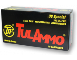 Tula 130 gr FMJ Steel Cased .38 Special Ammunition 50 Rounds