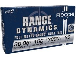 Fiocchi Range Dynamics 30-06 Springfield 150gr FMJ-BT Ammo, 20rds  - 3006A