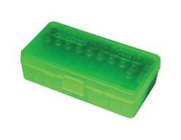 MTM Case Gard P-50 50 Round Flip-Top Ammo Box, Clear Green - P-50-45-10
