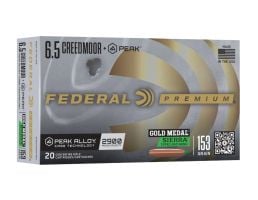 Federal Premium Gold Medal 6.5 CM+Peak 153Gr Sierra Tipped MatchKing Ammo, 20 Rds