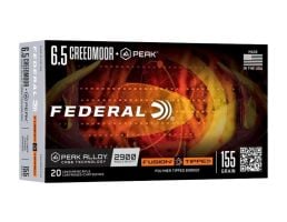 Federal Fusion 6.5 CM+Peak 155Gr Fusion Tipped PT Ammo, 20 Rds