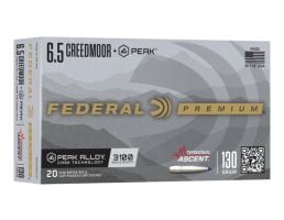 Federal Premium Terminal Ascent 6.5 CM+Peak 130Gr BTPT Ammo, 20 Rds