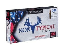 Federal 308 Win 180gr Soft Point Non-Typical Whitetail Rifle Ammunition, 20 Rounds - 308DT180