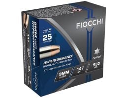 Fiocchi Hyperformance Defense 9mm Luger 147gr XTP JHP Ammo, 25rds - 9XTPB25