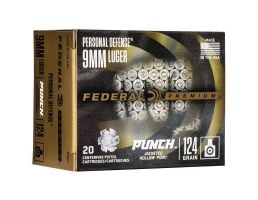 Federal Punch 124 gr JHP 9mm Ammo, 20/pack - PD9P1